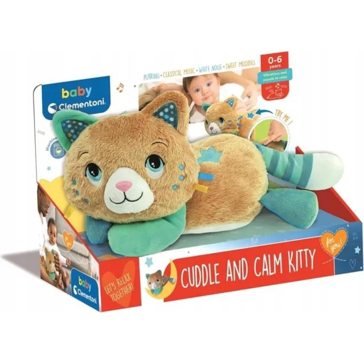 Clementoni BABY Morfeusz, Entspannendes Plüschtier mit Schnurrfunktion, 150 mm hoch, für Kinder ab 3 Jahren