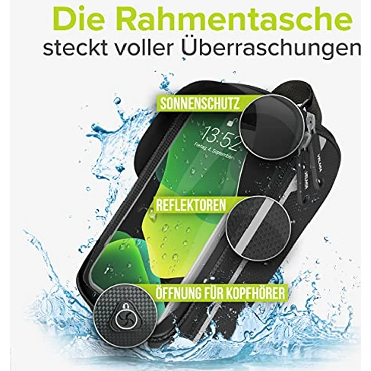 VELMIA Fahrrad Rahmentasche Wasserdicht - Fahrrad Handyhalterung ideal zur Navigation - Fahrradtasche Rahmen, Fahrrad Handytasche, Fahrradzubehör – Bild 2