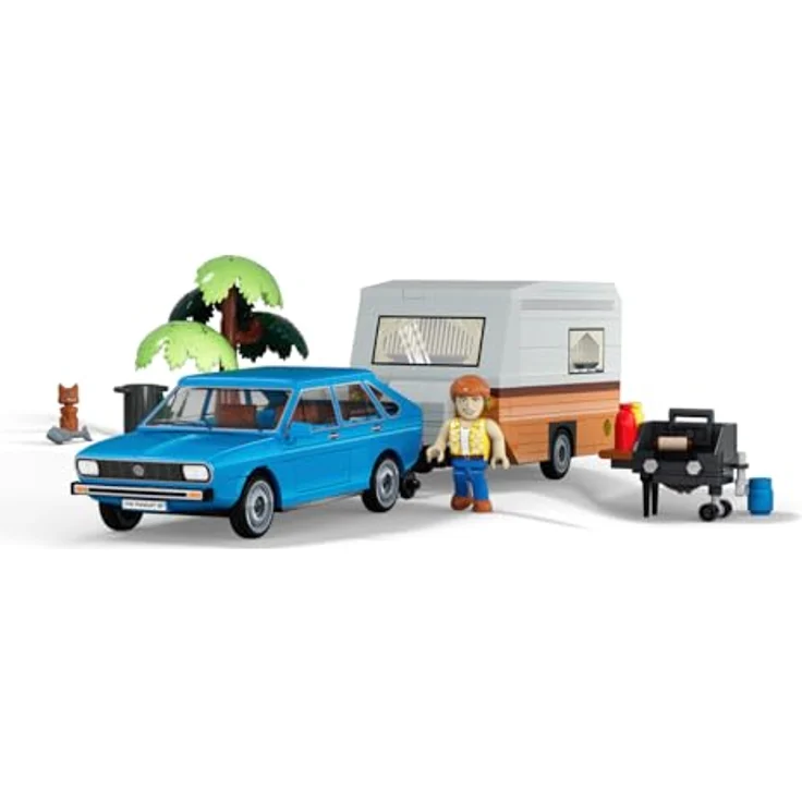 COBI Volkswagen Passat B1 mit Wohnwagen, Modellfahrzeug aus Bausteinen, made in EU – Bild 1