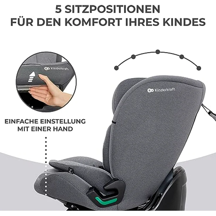 KinderKraft Oneto3, Kindersitz ECE R129/i-Size für Kinder von 76 bis 150 cm, mit Side Protect und H-Guard System, komfortabler Sitz – Bild 9