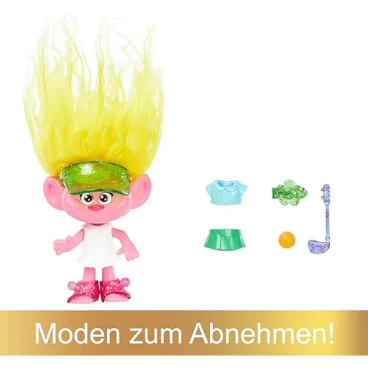 DREAMWORKS TROLLS Gemeinsam Stark – Haarige Überraschungen Viva, Puppe mit leuchtend gelbem, plüschigem Haar und 3 Überraschungszubehörteilen, für Kinder ab 3 Jahren, HNF11 – Bild 5