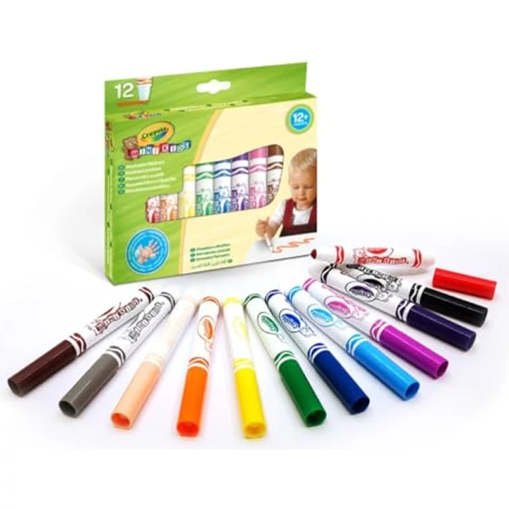 Crayola Mini Kids Filzstifte Kinder Auswaschbar, Malstifte Set Für Kleinkinder In 12 Verschiedenen Farbtönen, Ungiftige Filzstifte, Bastel Set, Fasermaler Kinder, Malstifte Kleinkinder Ab 1 Jahr – Bild 2