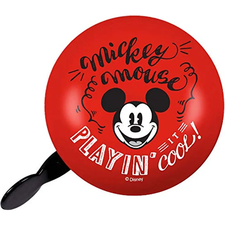 Disney Fahrradklingel Mickey Mouse, rote 2-Klang Glocke im Retro Style für Standard Lenker bis 25mm – Bild 1