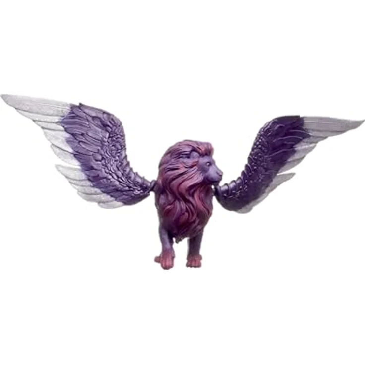 Schleich Mondlöwe 70837, bayala, leuchtend im Dunkeln, mit beweglichen Flügeln und Magnet im Sattel, lila-goldenes Fell – Bild 6