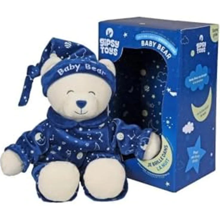 GIPSY Gispy-Baby Bear Glow in The Dark-Plüsch, 24 cm, blau, handwaschbar, ideales Geschenk für Kinder – Bild 2