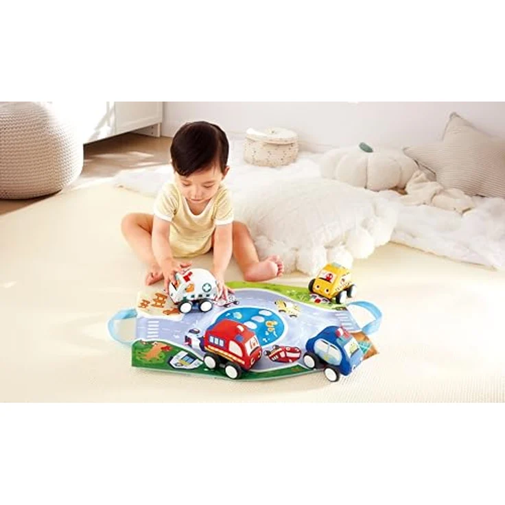 Hape Pull-Back Plush Car Set, weiche Spielzeugautos mit Rückziehmotor, bunt – Bild 6