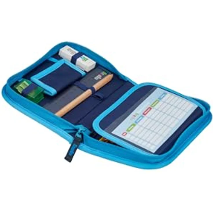 ergobag Federmäppchen Set 22-teilig, Lyra Buntstifte, Stundenplan-Fach, Kleingeld Fach, Lineal VerfolgBärjagd - Dunkelblau – Bild 3