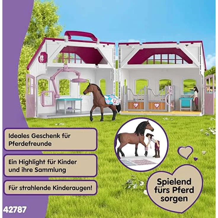 Schleich Pferdeklinik Heilende Hufe, Spielset Horse Club mit Röntgenfunktion und medizinischer Ausstattung, ca. 48 x 32 x 14 cm – Bild 7