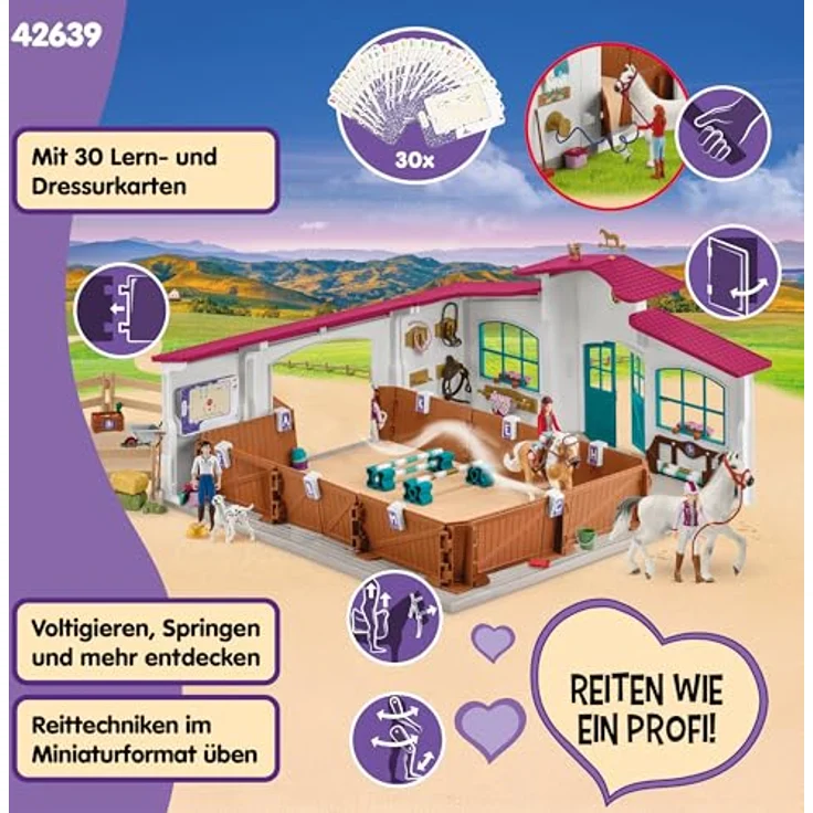 Schleich Reithalle Peppertree, Spielset mit Zubehör für Voltigieren und Springreiten, ca. 53,5 x 52 x 35,1 cm – Bild 5