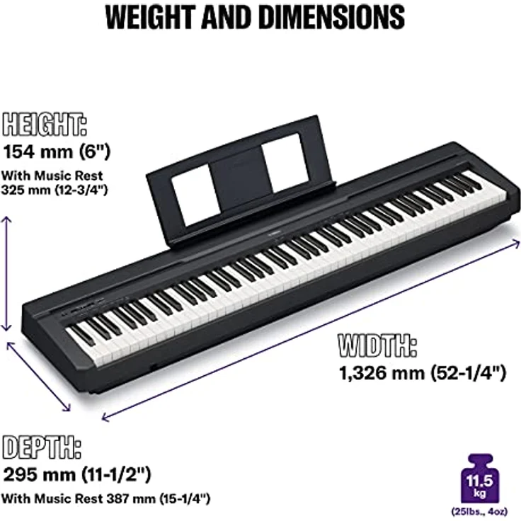 Yamaha P-45b, 88-Tasten Keyboard in Schwarz mit hervorragender Spielbarkeit und kompakter Bauweise – Bild 7