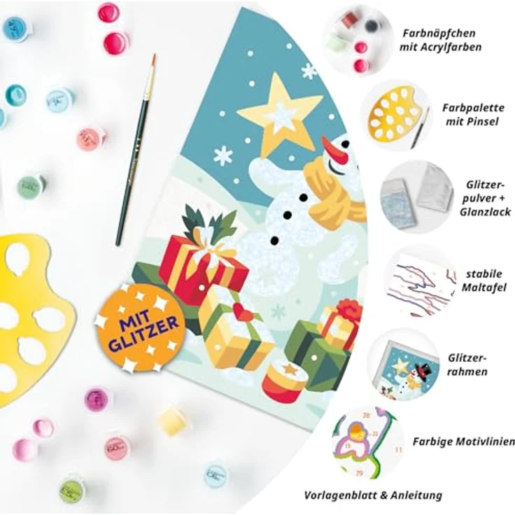 Ravensburger Malen nach Zahlen CreArt, Bezaubernder Schneemann mit farbigen Motivlinien – Bild 5