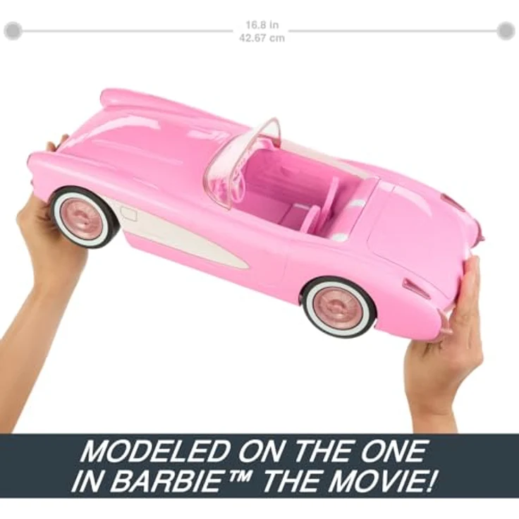 Barbie RC-Auto Hot Wheels Barbie The Movie, RC Corvette Cabrio, ferngesteuertes Fahrzeug für Barbie-Puppen, Geschwindigkeit bis zu 8 km/h – Bild 4
