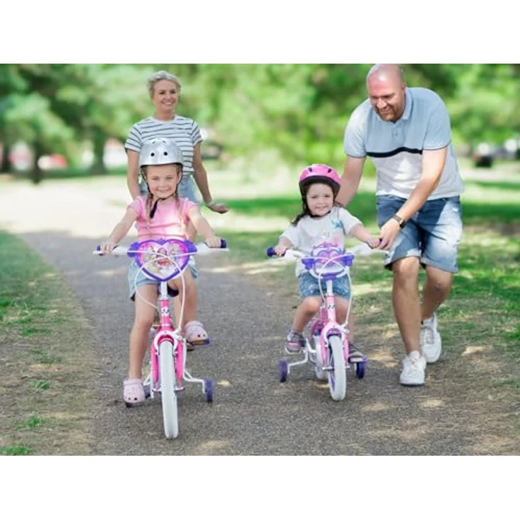 Huffy Disney Princess Kinderfahrrad, 12 Zoll, rosa mit abnehmbaren Stützrädern und Puppenträger – Bild 9