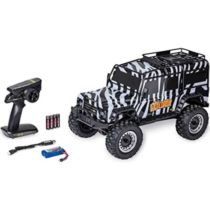 Carson Modellsport 500404239 1:8 Land Rover Defender 100% RTR Safari - Ferngesteuertes Auto, RC Fahrzeug, inkl. Batterien und Fernsteuerung, Geschwindigkeit km/h, Fahrzeit 20 min, Mehrfarbig – Bild 1