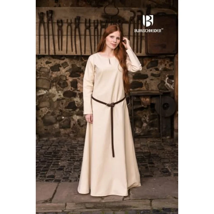 Burgschneider Unterkleid Feme, Historisches Mittelalter-Outfit aus Baumwolle, Unisex, Naturfarben, Größe L – Bild 4