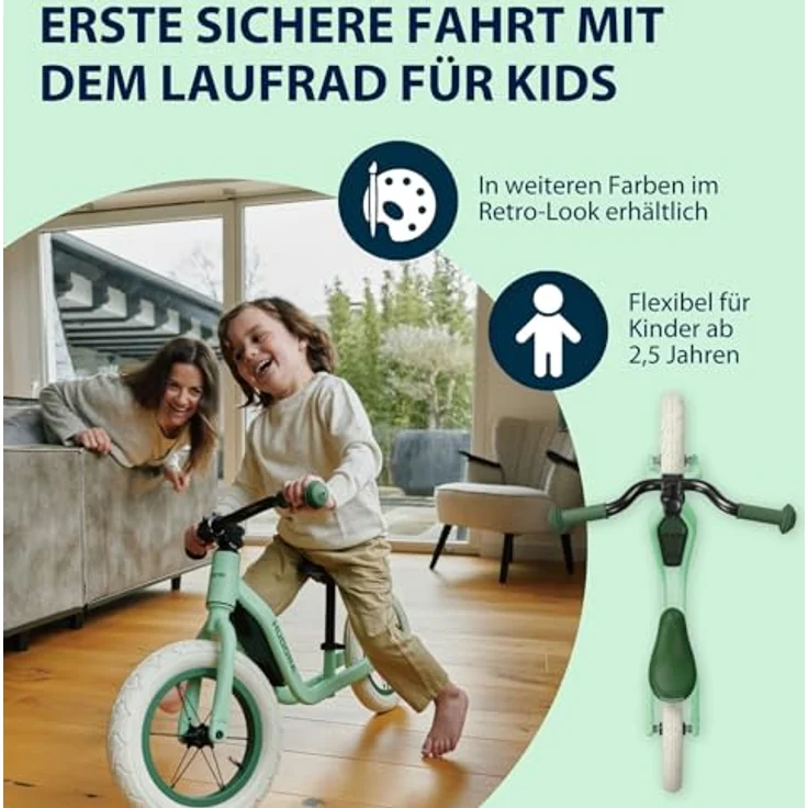 HUDORA Laufrad Explory - Hochwertiges Kinder Laufrad für Jungen & Mädchen von 90-110 cm - Balance Bike mit Verstellbarer Sattelhöhe & Luftreifen, in Blau – Bild 5