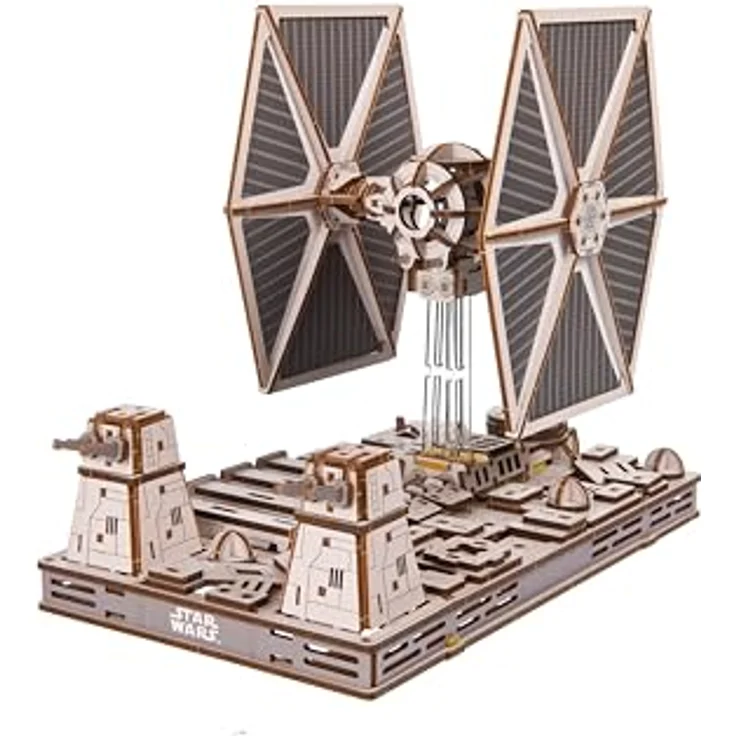 UGEARS Star Wars TIE Fighter 3D Puzzle Holz – Modellbausatz mit verstecktem Motor, naturfarben, für Erwachsene, ohne Kleber, Sammlerstück und Lernspielzeug – Bild 1