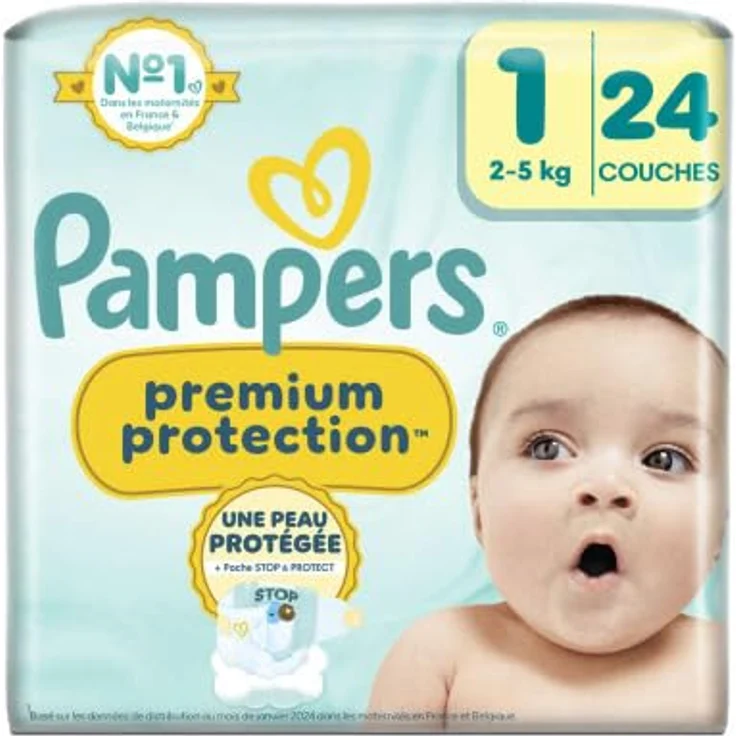 Pampers Premium Protection Windeln Gr. 1 Newborn (2-5 kg), 24 St., atmungsaktiv, dermatologisch getestet – Bild 2