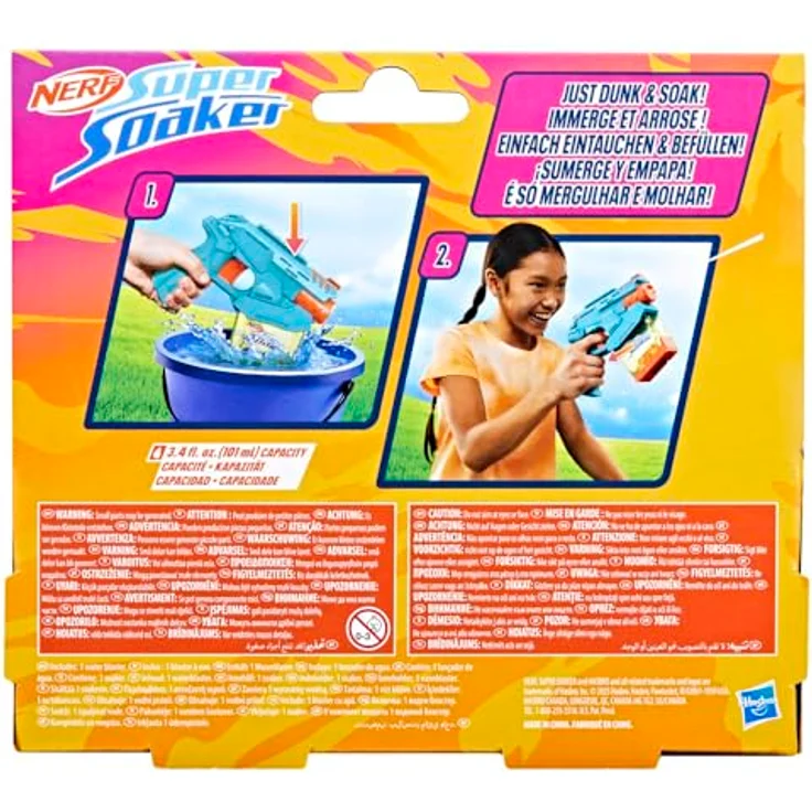 Super Soaker Nerf Mini Dunk-Fill Wasserblaster, transparenter Tank mit 100 ml Kapazität für sofortige Befüllung – Bild 4