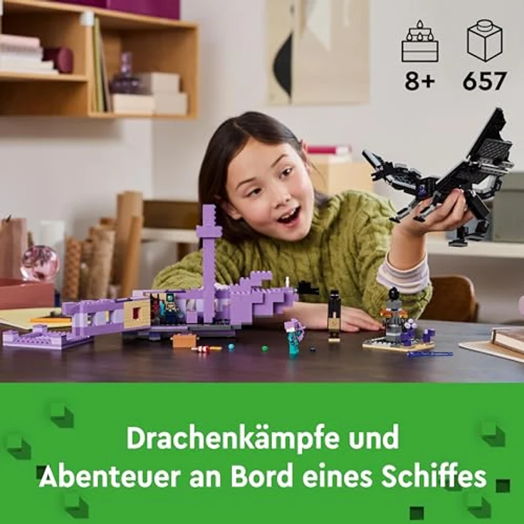 LEGO® Konstruktionsspielsteine Der Enderdrache und das Endschiff (21264), LEGO Minecraft, (657 St), Made in Europe – Bild 3