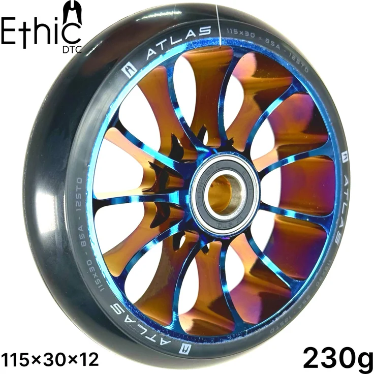 Ethic DTC Atlas Stunt-Scooter Rolle 115mm x 30mm 12std Blauchrome, Leicht mit hervorragendem Grip – Bild 1
