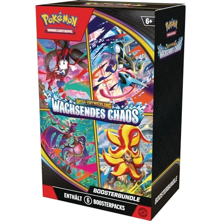 AMIGO Booster-Bundle Pokémon Mega-Entwicklung, 6 Boosterpacks Wachsendes Chaos mit 10 Karten und Online-Code – Bild 2