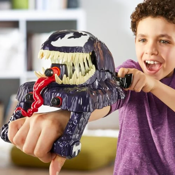 Marvel Hasbro Spider-Man VenomVersus Venom Action Blaster, Nerf Spider-Man Rollenspielzeug mit NERF Darts und von Venom inspiriertem Design, schwarz/grün – Bild 5