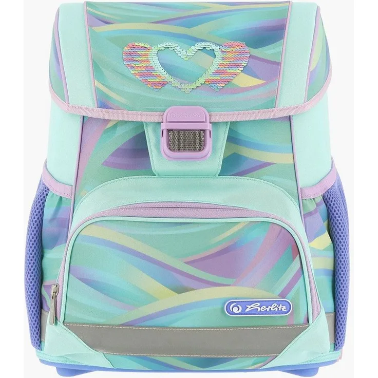 Herlitz Schulranzen Loop, mintgrüner Ranzen mit "Minty Love" Design, leer