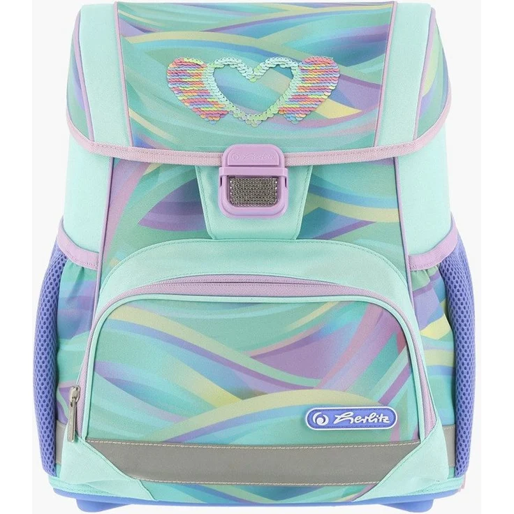 Herlitz Schulranzen Loop, mintgrüner Ranzen mit "Minty Love" Design, leer