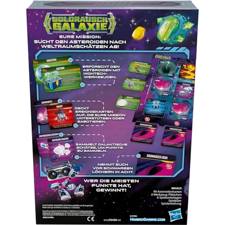 Hasbro Gaming Goldrausch Galaxie, Strategie-Kartenspiel für Familien, Kinder, Jugendliche und Erwachsene, für 2–6 Spieler, Weltraumschätze sammeln, High-Tech-Werkzeug nutzen – Bild 5