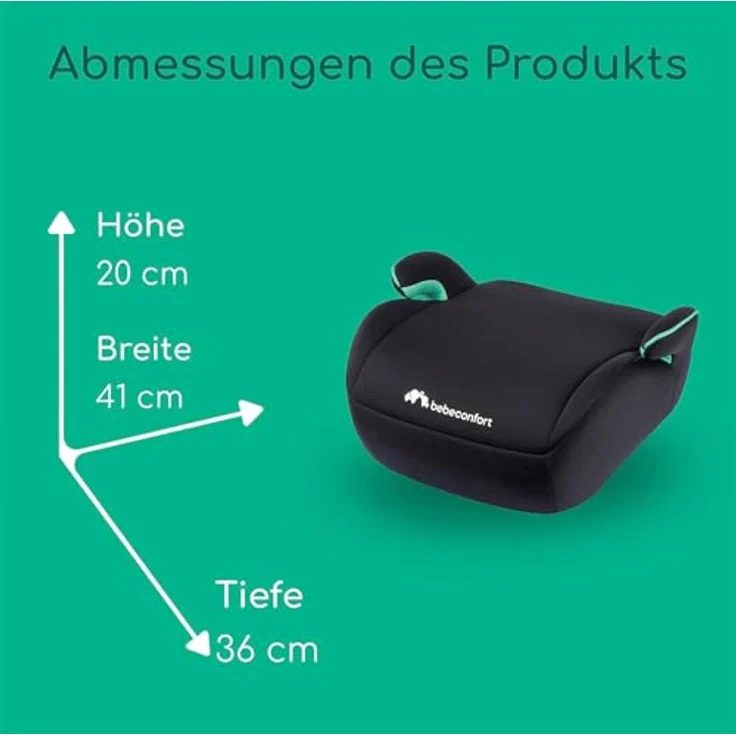 Bebeconfort Manga i-Safe Sitzerhöhung, leichte Sitzerhöhung, Befestigung mit Sicherheitsgurt, ab 6 Jahre bis zu 12 Jahren, 22-36 kg, 125-150 cm, Full Black – Bild 9