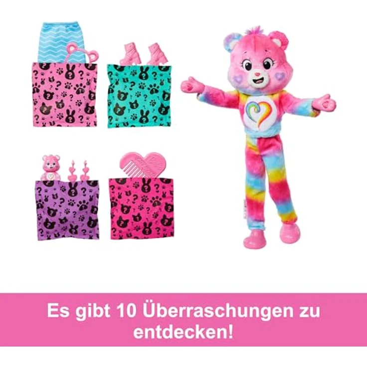 Barbie Cutie Reveal Glücksbärchis Zusammengehörigkeitsbärchi, Anziehpuppe mit 10 Überraschungen, inklusive Rock, Haarreif und wechselnder Gesichtsbemalung – Bild 2