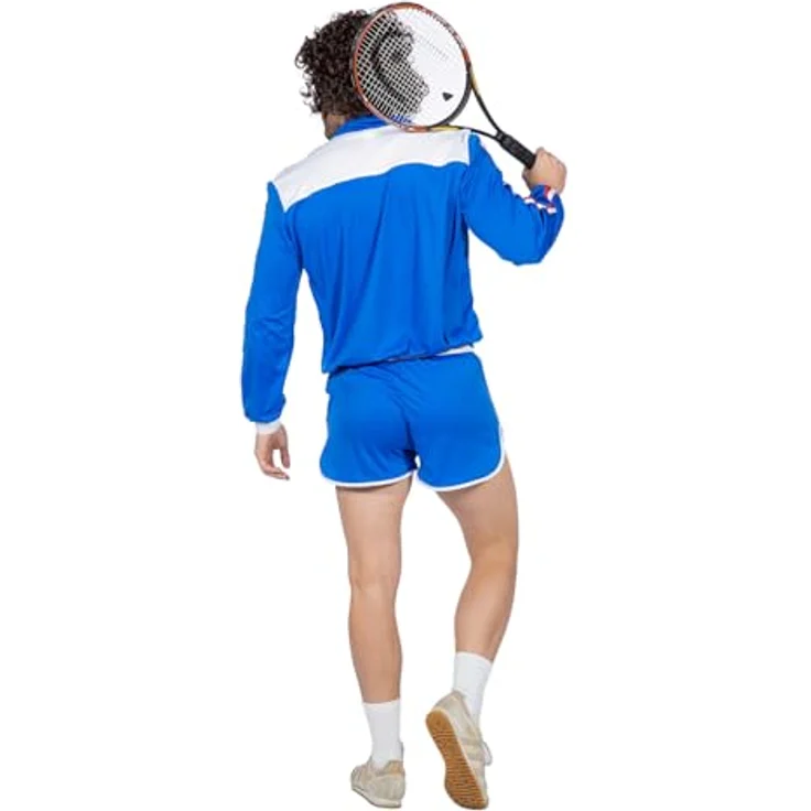 Wilbers Tennis 80's, Retro-Tennis-Outfit bestehend aus Jacke mit Reißverschluss und Shorts, 100 % Polyester – Bild 3