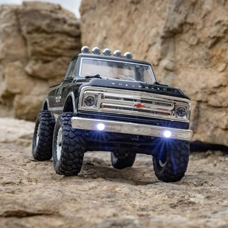 Axial 1/24 SCX24 1967 Chevrolet C10 4X4 RTR Brushed Rock Crawler (Battery & Charger Included), Black mit realistischem Stahl-Leiterrahmen und Spektrum SLT2 2,4GHz Fernsteuersystem – Bild 2