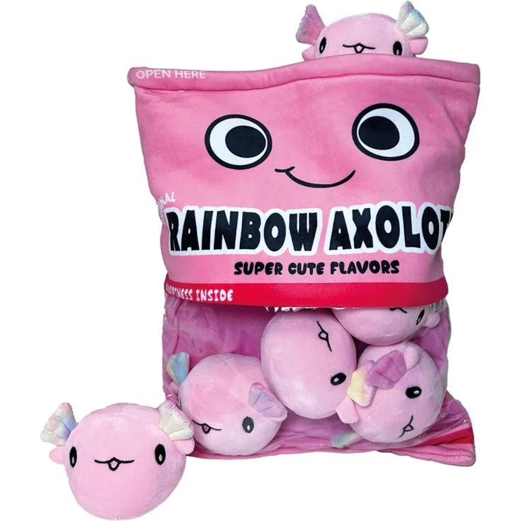JollyPlush Großes Plüschkissen in Tütenform mit integrierten Mini Plüschfiguren, ca. 50 cm