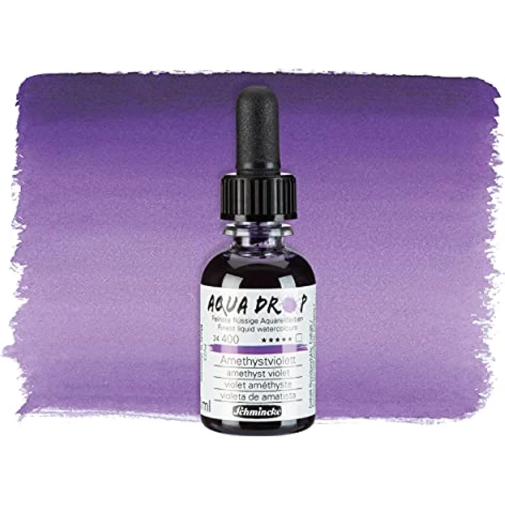 Schmincke AQUA DROP Aquarellfarbe, pigmentbasiert, Amethystviolett, 30 ml Pipettenflasche, hoch lichtecht für Urban Sketching und Handlettering – Bild 2
