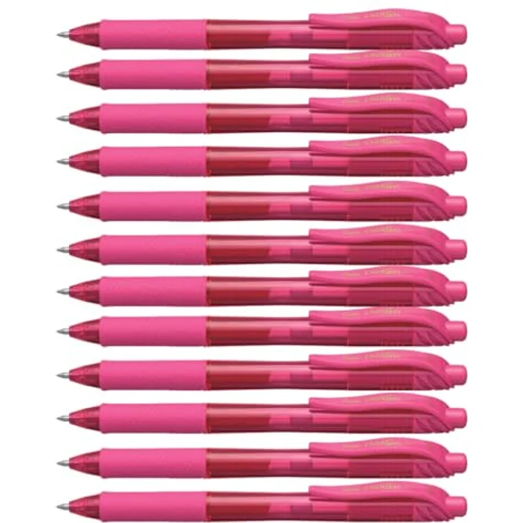 Pentel Liquidgelroller Schreibstifte, rosa, 0,35 mm Strichstärke, schnell trocknende EnerGel-Tinte, nachfüllbar, 12 Stück – Bild 1