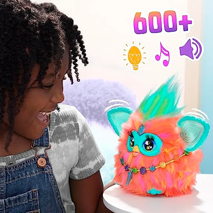 Furby Hasbro Coral, interaktives Plüschtier mit 600+ Antworten und Licht- sowie Tanzfunktionen, 15,2 cm – Bild 4