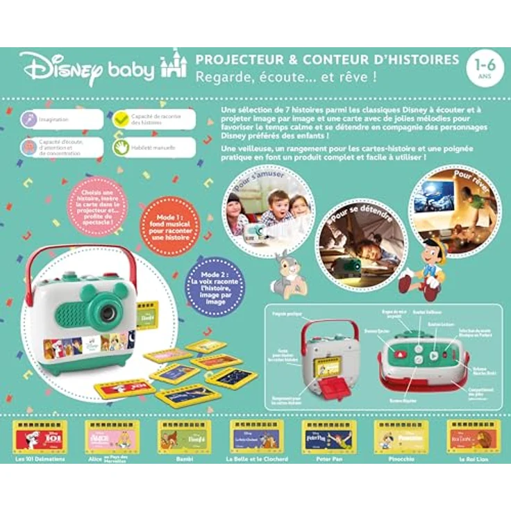 Clementoni Disney Baby Projektor & Geschichtenerzähler, mit 4 Märchenbüchern und integriertem Lautsprecher, farbige Disney-Bilder projektiert, Art.-Nr. 52763 – Bild 3