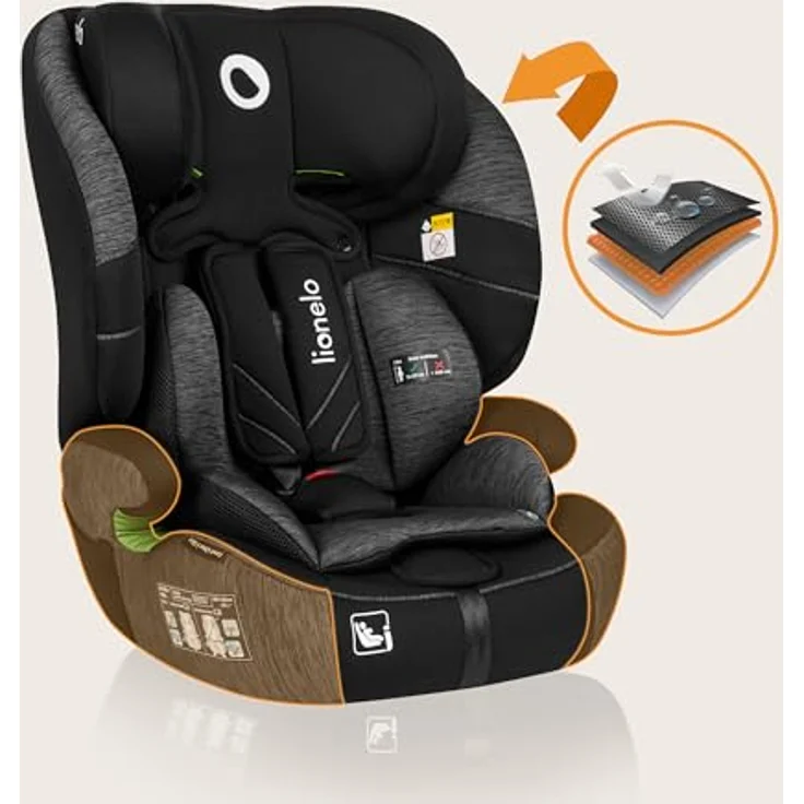 lionelo Autokindersitz LEVI ONE I-SIZE, i-Size R129 / Memory Foam / Dri-Seat, ab 12 Monaten, bis 12 Jahren, 9,00 kg - 36,00 kg (Set) – Bild 8