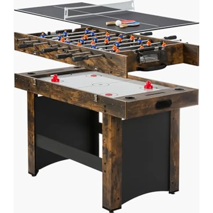 VEVOR 3-in-1 Air Hockey Tisch (214 cm), Multi-Kombinationstisch für Airhockey, Tischfußball & Tischtennis mit robustem Design und umfangreichem Zubehör