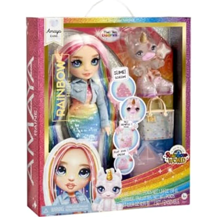 Rainbow High Anziehpuppe Classic Rainbow Fashion Doll - Amaya (rainbow) mit tollen Accessoires und langen Haaren zum stylen – Bild 3
