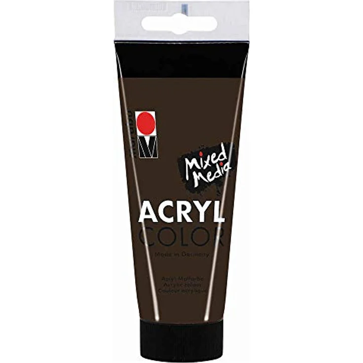 Marabu Acryl Color dunkelbraun, 100 ml cremige Wasserbasisfarbe, schnell trocknend, lichtecht und wasserfest für Leinwand, Papier und Holz – Bild 1