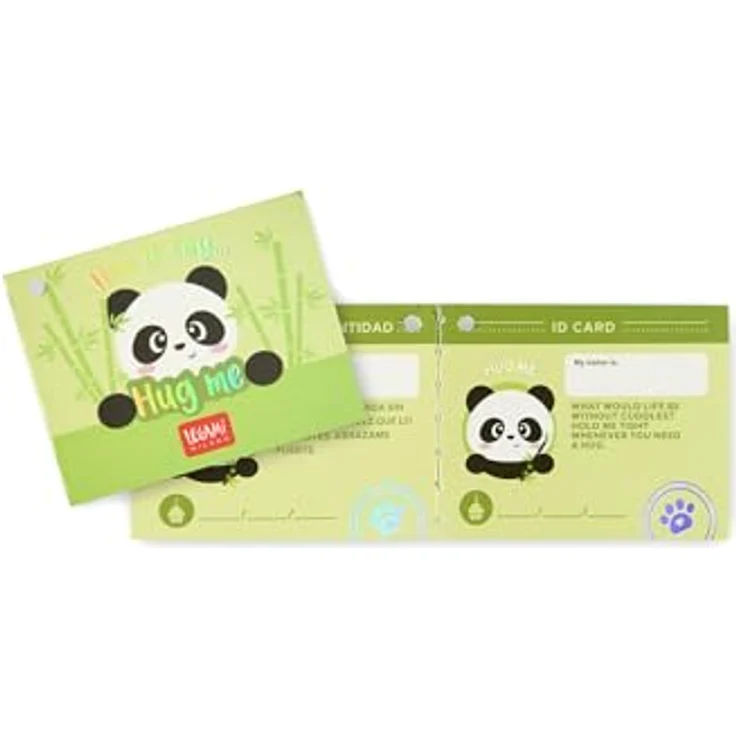 Legami Super Soft Plush Mini Panda, personalisierbar mit ID Karte, 14x15x12 cm, Schwarz – Bild 4