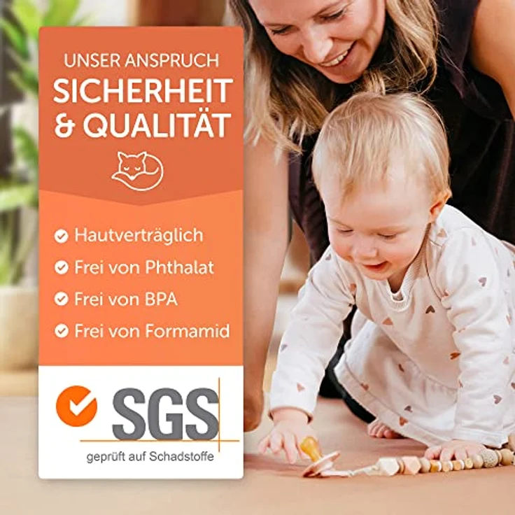 Famifidus Krabbelmatte Baby schadstofffrei - Kinder Spielmatte aus Kork & Naturkautschuk - 120 x 120 cm - Bodenmatte mit 4,5mm Stärke ideal als Spielunterlage, Spiel und Krabbelunterlage – Bild 3