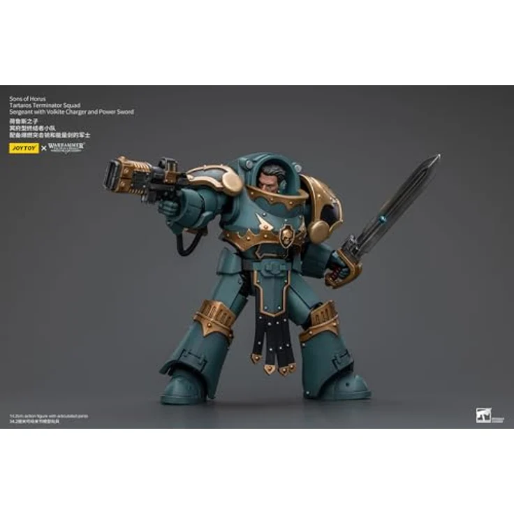 JoyToy Warhammer 40K Sons of Horus MKVI Tactical Squad Sergeant Actionfigur, 1:18, mit Power Sword, detailreich und beweglich, ca. 12 cm hoch, inkl. austauschbare Teile – Bild 3