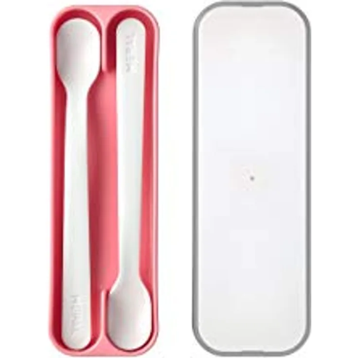 Mepal – Fütterlöffel Mio – Babylöffel – Kleinkind Fütterlöffel – Baby Besteck – Spülmaschinengeeignet – BPA frei – 2er Besteck Set – Deep pink
