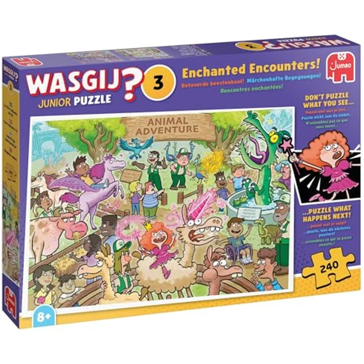 Wasgij Junior Enchanted Encounters! (240), lustiges Tier-Puzzle mit magischen Elementen, bunte Illustrationen – Bild 1