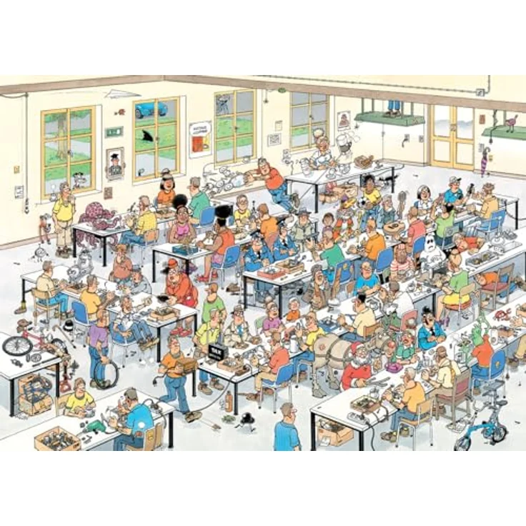 Jan van Haasteren Können Wir Das Schaffen? 1000 Teile Puzzle für Erwachsene aus 100% recyceltem Karton, 68 x 49 cm, humorvolle Repair Café Szene – Bild 2