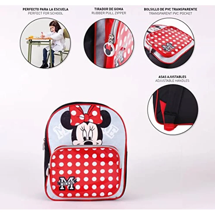 Disney Minnie Mouse Schulranzen – Trendiger Rucksack für Kinder, großzügiger Stauraum und gepolsterte Träger, 30 cm hoch, Polyester – Bild 3
